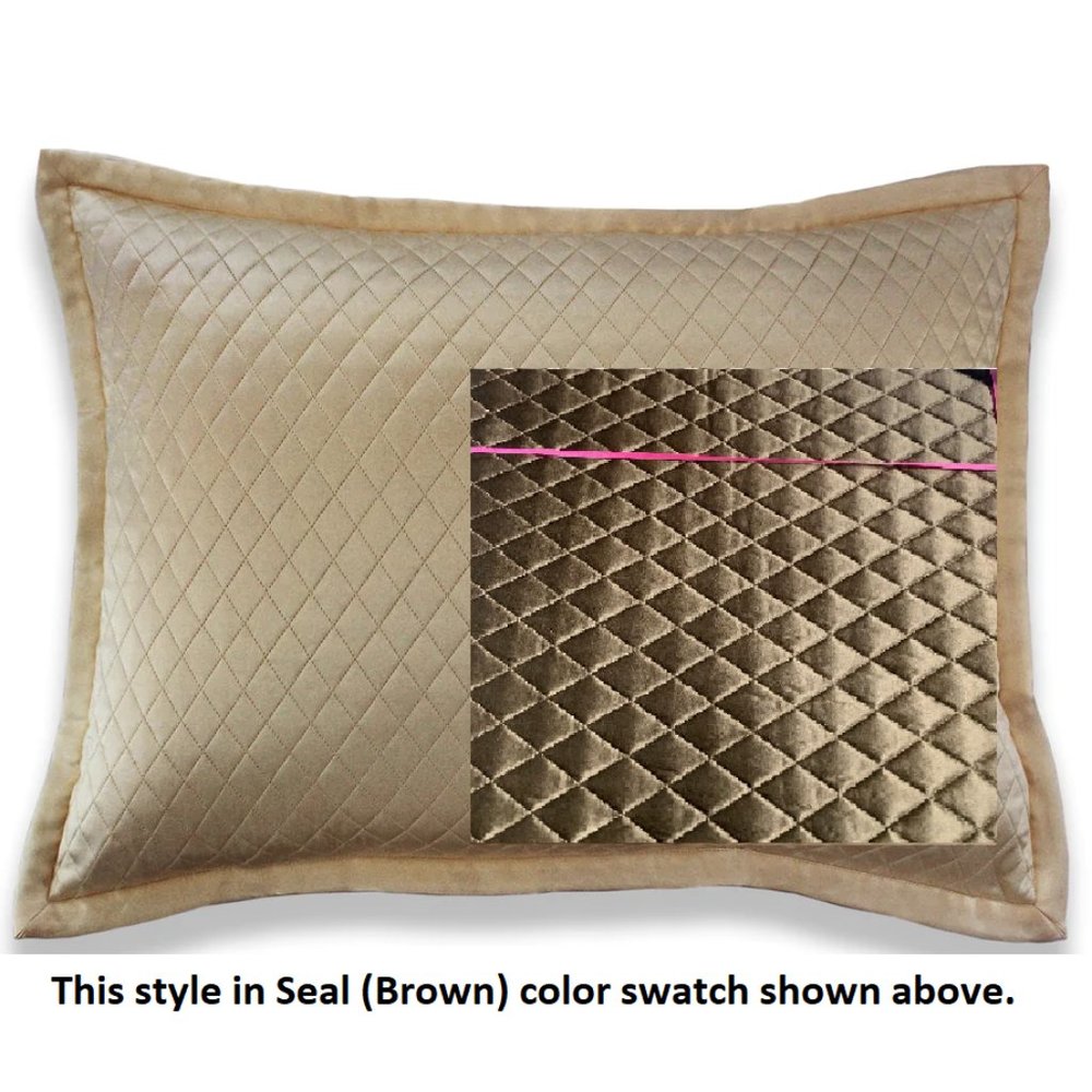 $275! NWT Ann Gish 100% Silk Charmeuse Quilted King Pillow Sham - Seal